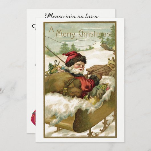 サンタビクトリアンクロースのヴィンテージクリスマス 招待状 (正面/裏面)