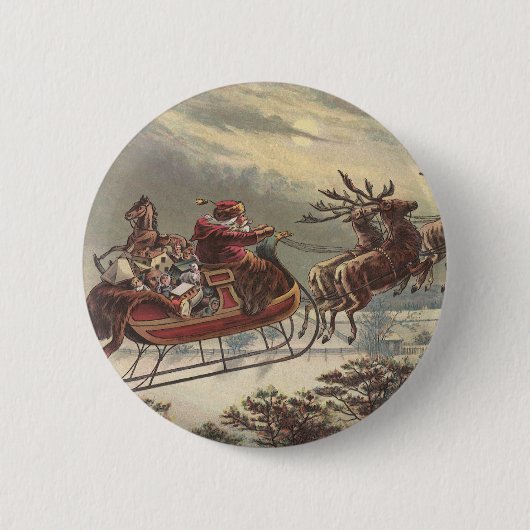サンタビクトリアンクロースのヴィンテージクリスマス 缶バッジ (正面)
