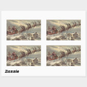 サンタビクトリアンクロースのヴィンテージクリスマス 長方形シール (シート)