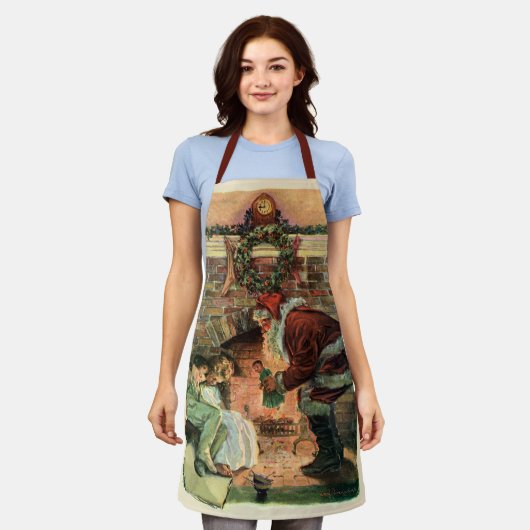 サンタビクトリアンクロースの子供 エプロン (着用した状態)