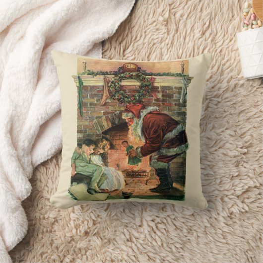 サンタビクトリアンクロースの子供 クッション (ブランケット)