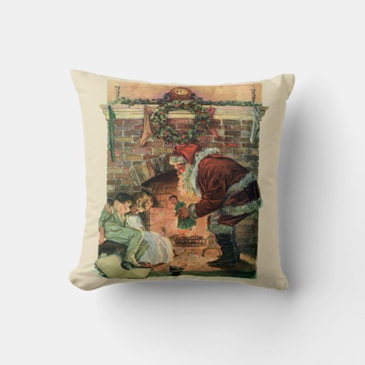 サンタビクトリアンクロースの子供 クッション (正面)