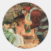 サンタビクトリアンクロースの子供 ラウンドシール (正面)