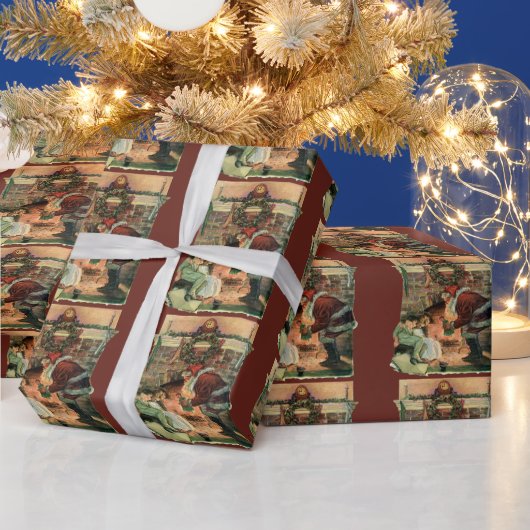 サンタビクトリアンクロースの子供 ラッピングペーパー (クリスマス)