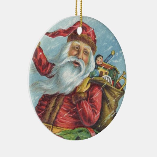 サンタビクトリアンクロースリース セラミックオーナメント (右)