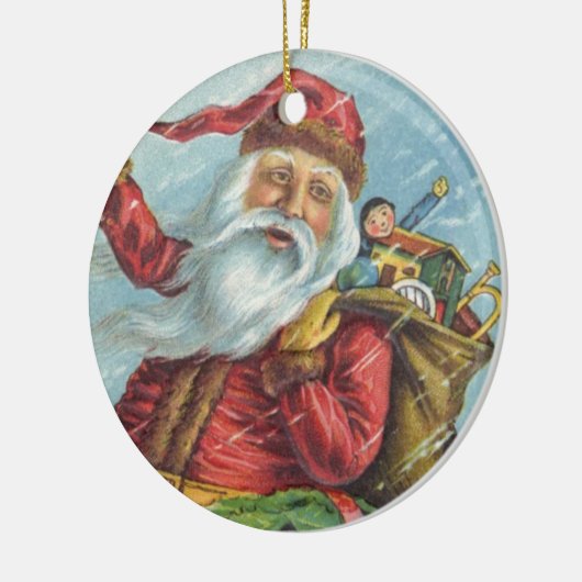 サンタビクトリアンクロースリース セラミックオーナメント (左)