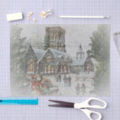 サンタビクトリアンクロース主演のクリスマスシーン 薄葉紙 (クラフト)