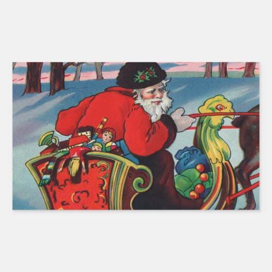 サンタビクトリアンステッカー 長方形シール (正面)