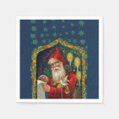 サンタビクトリアンチェック一覧キャンドルホリー スタンダードカクテルナプキン (正面)