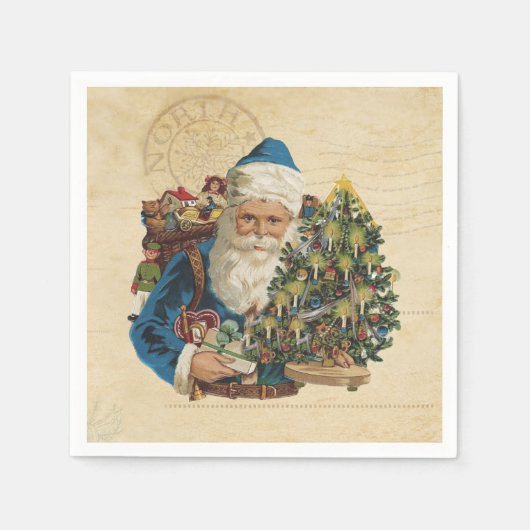サンタビクトリアンー – ヴィンテージクリスマスデクページ スタンダードカクテルナプキン (正面)