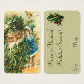 サンタビクトリアン&妖精ミニ挨拶またはギフトラベル (正面&裏面)