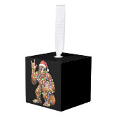 サンタビッグフットのクリスマスライトロックおもしろい キューブオーナメント (正面アングル)