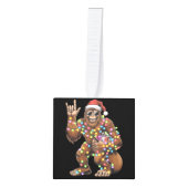 サンタビッグフットのクリスマスライトロックおもしろい キューブオーナメント (正面)