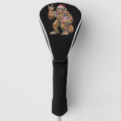 サンタビッグフットのクリスマスライトロックおもしろい ゴルフヘッドカバー (正面)