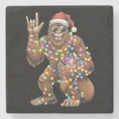 サンタビッグフットのクリスマスライトロックおもしろい ストーンコースター (正面)