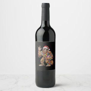 サンタビッグフットクリスマスライトロックおもしろい ワインラベル