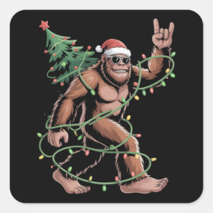 サンタビッグフット クリスマスツリー Xmasライト サスカッチ スクエアシール