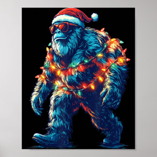 サンタビッグフット クリスマス ライト クリスマスのサスカッチ ポスター
