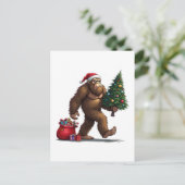 サンタビッグフートクリスマスツリークリスマスライト シーズンポストカード (スタンド正面)