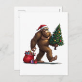 サンタビッグフートクリスマスツリークリスマスライト シーズンポストカード (正面/裏面)