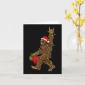 サンタビッグフートクリスマスライトロックおもしろいサスカッチ カード (黄色い花)