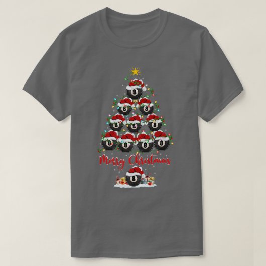 サンタビリヤードの試合のビリヤード・クライストマ Tシャツ (デザイン正面)