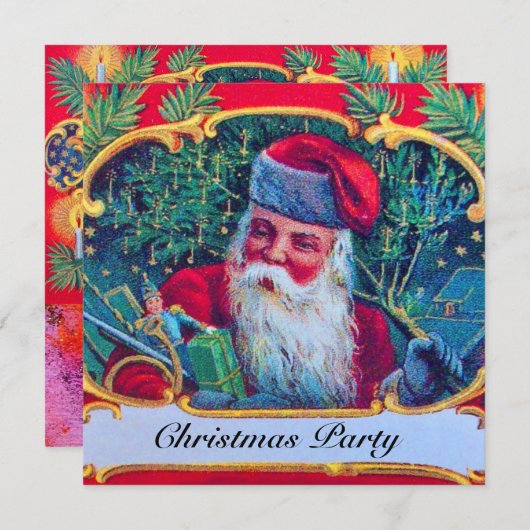 サンタビンテージクリスマスパーティー 招待状 (正面/裏面)