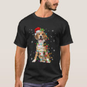 サンタビーグルクリスマスライトクリスマスドッグラバーメンズW Tシャツ (正面)