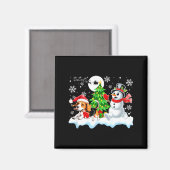 サンタビーグル雪だるま走る仲間クリスマス オーナー マグネット (正面/裏面)