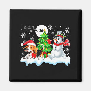 サンタビーグル雪だるま走る仲間クリスマス オーナー マグネット