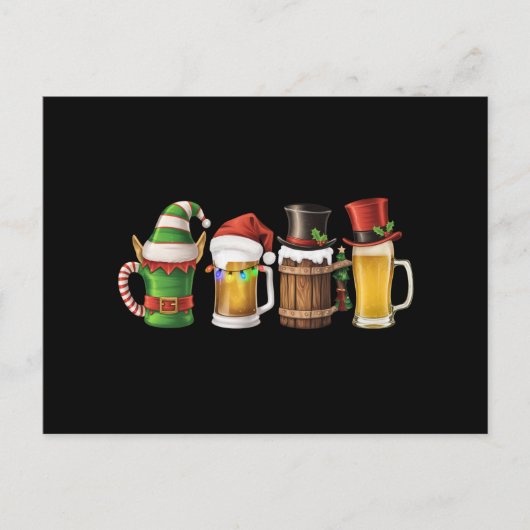 サンタビールを飲むメリークリスマスビール シーズンポストカード (正面)