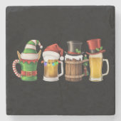 サンタビールを飲むメリークリスマスビール ストーンコースター (正面)