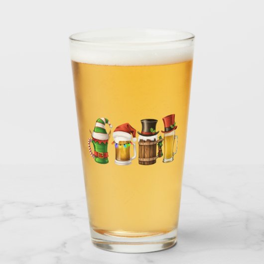 サンタビールを飲むメリークリスマスビール タンブラーグラス (ドリンク正面)