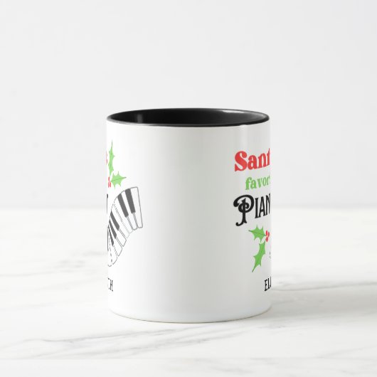 サンタピアニストお気に入りのピアノ鍵クリスマス マグカップ (中央)