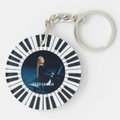 サンタピアニストお気に入りのフォトピアノ鍵ブラック キーホルダー (裏面)