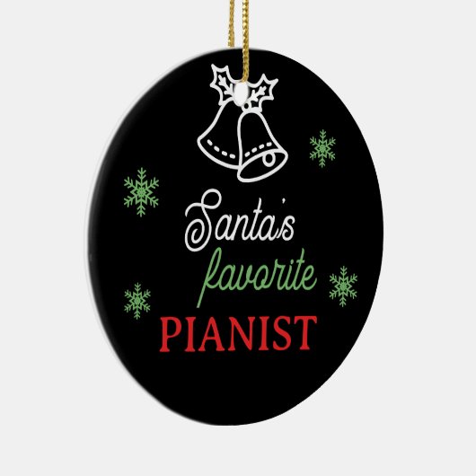 サンタピアニストお気に入りのフォトピアノ鍵ブラック セラミックオーナメント (右)