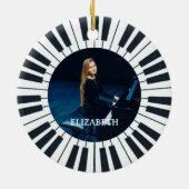 サンタピアニストお気に入りのフォトピアノ鍵ブラック セラミックオーナメント (裏面)