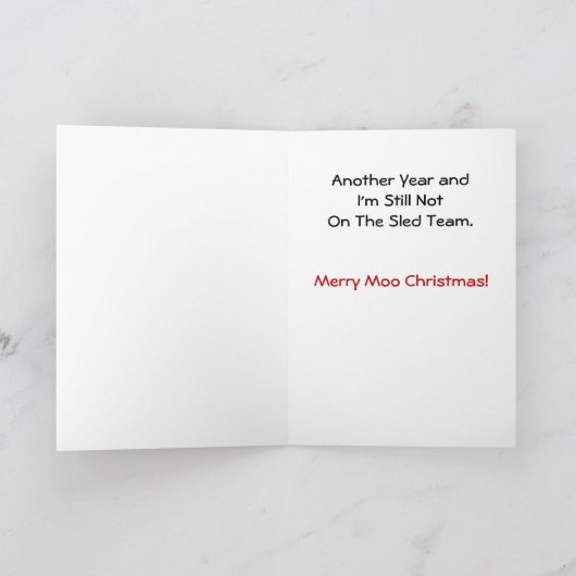 サンタピック・ミーにかわいいおもしろい漫画の牛のクリスマス シーズンカード (内部)