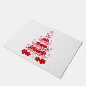 サンタピンクのフラミンゴのクリスマスツリー ドアマット (アングル)