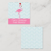 サンタピンクのフラミンゴのクリスマスプレゼント用エンクロージャカード ノートカード (正面/裏面)