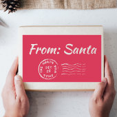 サンタピンクギフトからのクリスマスラベルラベルシール 長方形シール