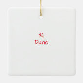 サンタピンクゴルフカートのクリスマスとライトリース セラミックオーナメント (裏面)