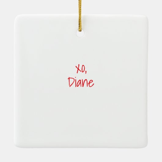 サンタピンクゴルフカートのクリスマスとライトリース セラミックオーナメント (裏面)