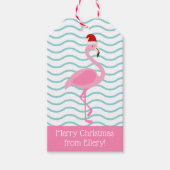 サンタピンクフラミンゴクリスマスギフトタグ ギフトタグ (正面)