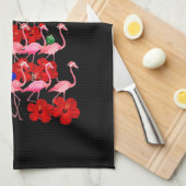 サンタピンクフラミンゴクリスマスツリー キッチンタオル (四つ折り)