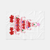 サンタピンクフラミンゴクリスマスツリー フリースブランケット (正面(横))