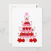 サンタピンクフラミンゴクリスマスツリー ポストカード (正面/裏面)