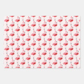 サンタピンクフラミンゴクリスマスホリデーパターン ラッピングペーパーシート (正面2)