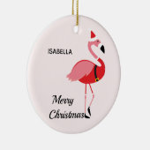 サンタピンクフラミンゴホリデーアニマルメリークリスマス セラミックオーナメント (右)