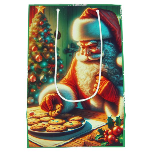 サンタファッションドとクッキーのクリスマス ミディアムペーパーバッグ (裏面)